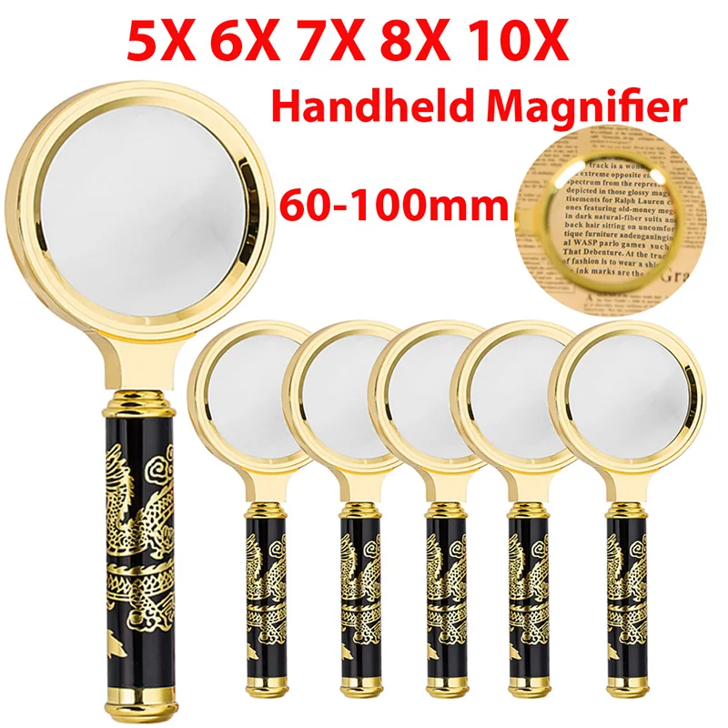 5X 6X 8X 10X Handheld Magnifier HD Magnifying Glass Portable Magnifier for Jewelry Seniors Children Reading Books Newspaper Tool