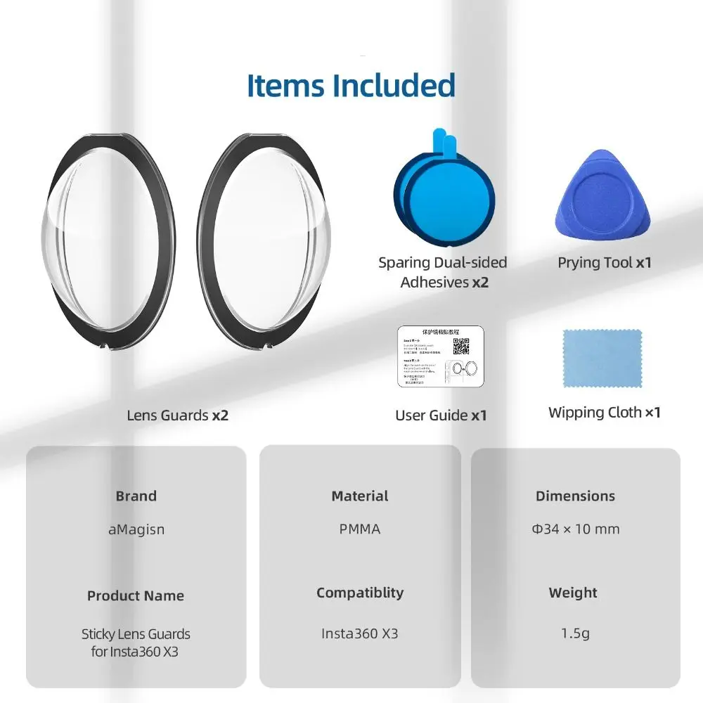 Camera Cover Panoramic Sticky Lens Guards Dual-Lens Anti-Scratch Lens Protector For Insta360 X3 view 6