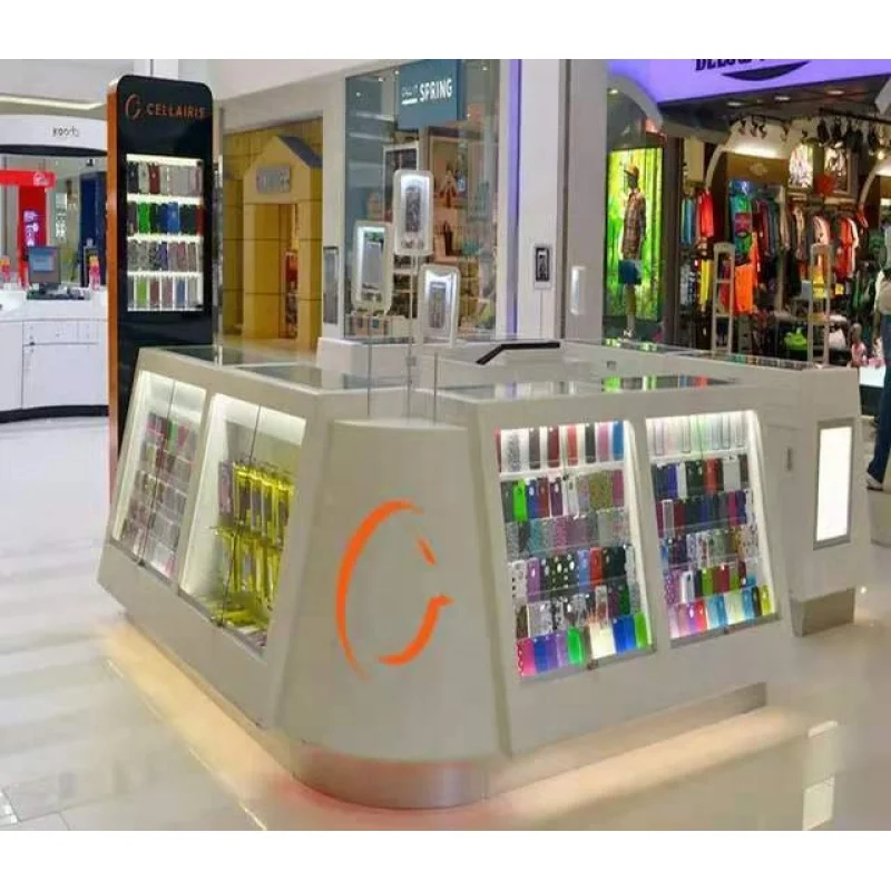 Kunden spezifisches, modernes Design Telefon zubehör Schaufenster mit LED-Licht Handy zubehör Kiosk Handy-Reparatur station