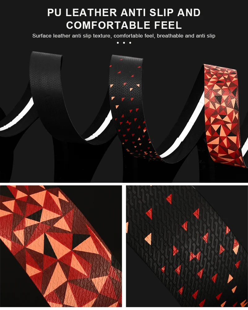 RIDERACE Road Bike Handlebar Tapes Bicycle Handle Bar Tape Triangle Gradient Anti-slip Elastic PU EVA Breathable Cycling Straps