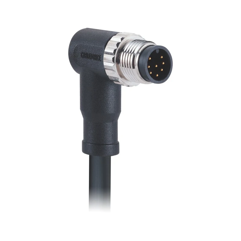 M12 a Code Male Waterproof Angled Connector 8 Pin Molded with 2M PVC Un- Cable