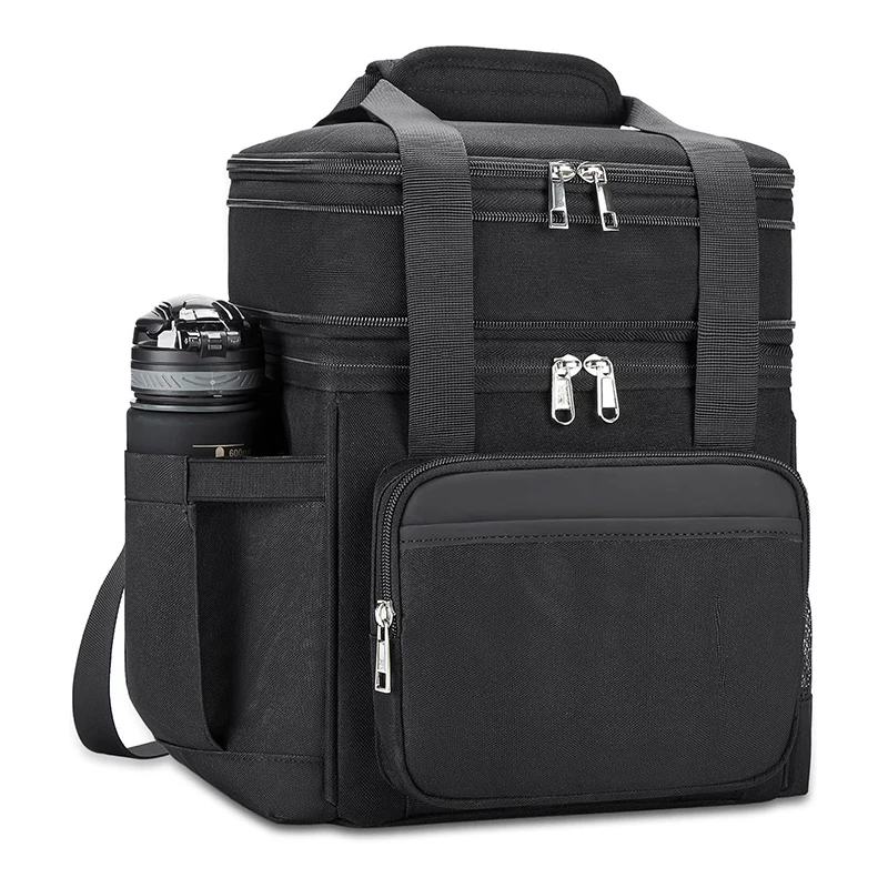 

Регулируемый плечевой ремень с боковыми сетчатыми карманами, сумка для бутылки с водой, изолированный холодильник, водонепроницаемая сумка-тоут для пикника, кемпинга, обеда, еды