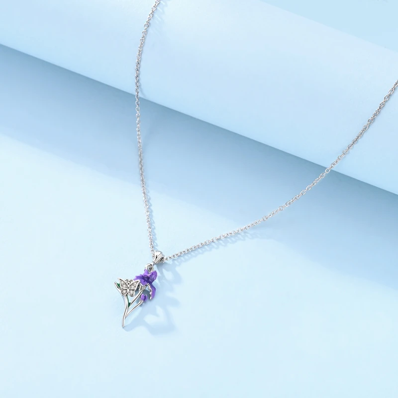 Neue Halskette aus 925er-Sterlingsilber, Original-Zirkon, Herz, Schmetterling, Sonnenblume, Anhänger, Halskette für Frauen, Geschenk, Party-Schmuck – Detail 16