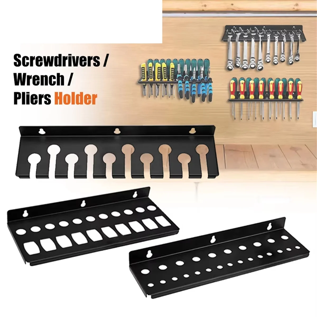 A002 Wall Mount Hand Tool Holder Rail Rack Garage Workshop Hardware Tool Hanger Pliers Holder