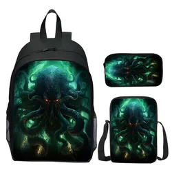 3pcs/set Digital Printed Animal mutated deep-sea giant octopus Fashion Student Backpack for Girls School Bags and Boys Book Bag