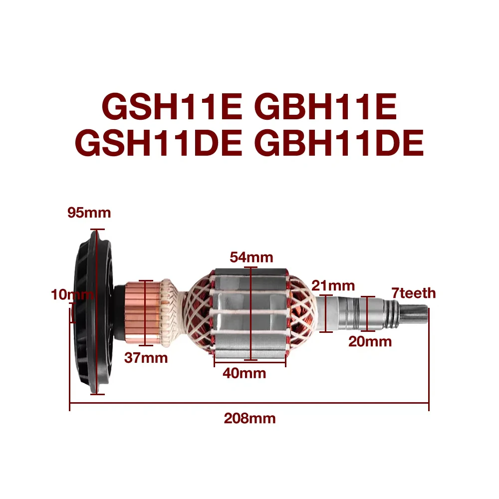 AC220-240V Armature for Bosch GSH11E GBH11E GSH11DE GBH11DE Power Tools Rotor Anchor Stator Coil Accessories Replacement