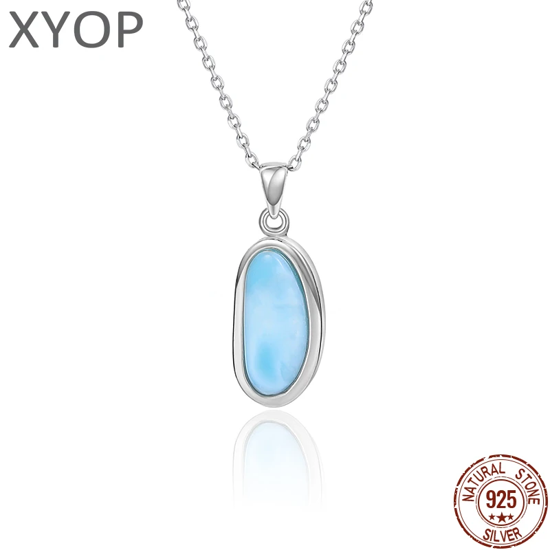 XYOP 2023 Jewelry 925 Sterling Silver Simple Geometry Larimar Pendant Women Custom Wholesale Gift