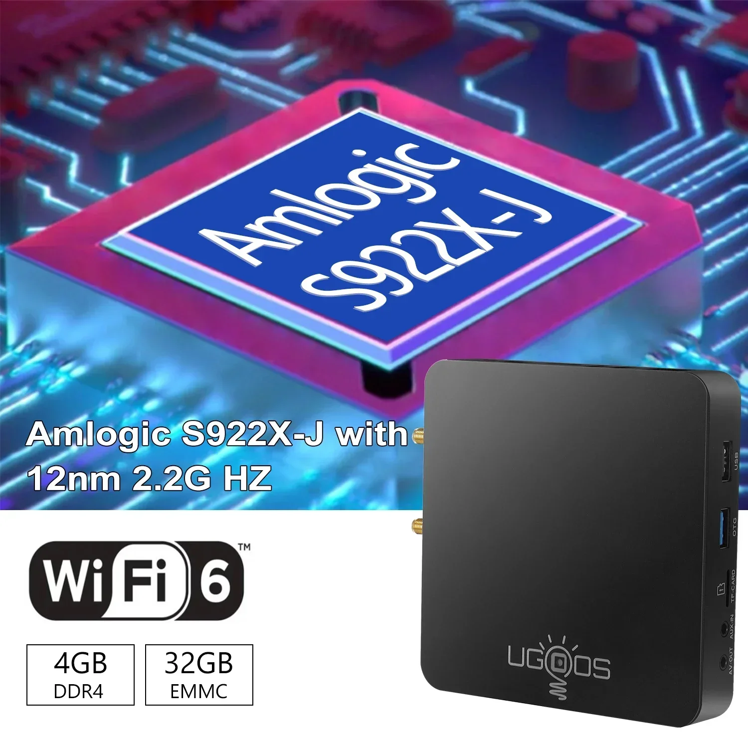 Original UGOOS AM6B PLUS Amlogic S922X-J 2.2Ghz Android 9.0 Smart Tv Box 4GB 32GB WIFI 6 1000M Set Top Box 4K Media Player