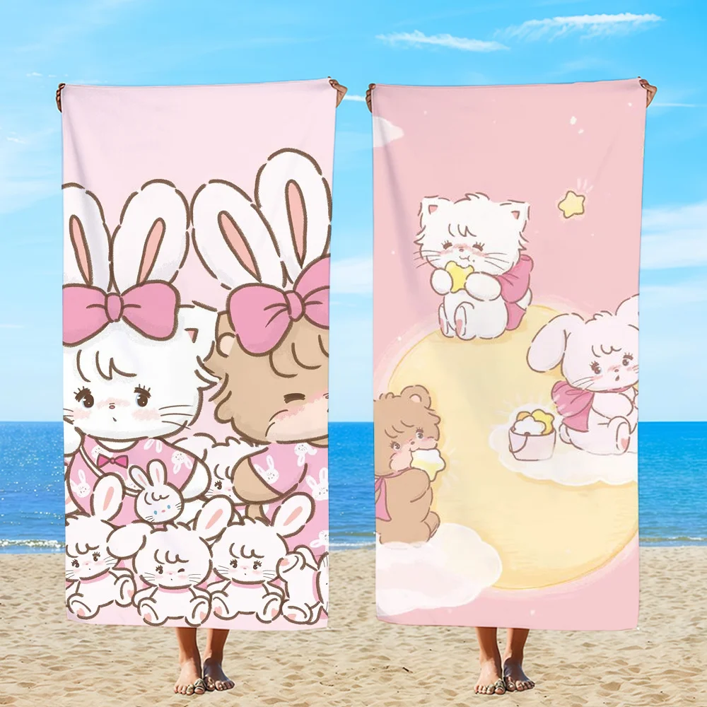 M-MIKKOS-ES Cartoon Cute Towel Beach Oversized Soft Ultra Absorbent Quick Drying Large Pool Travel Camping Bathroom