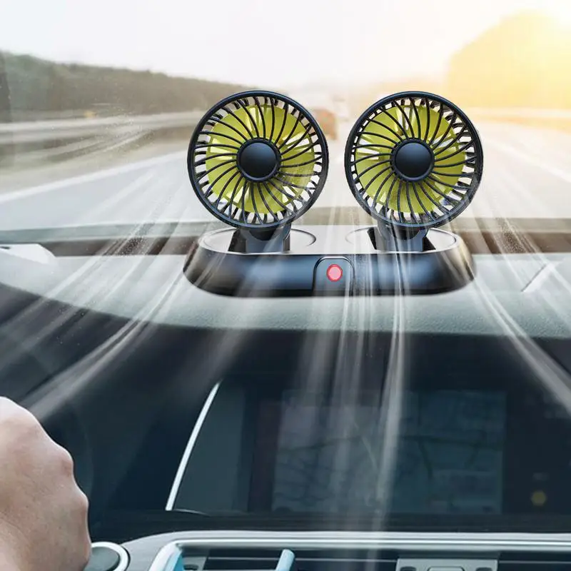 

Fan For Car Double Head Cooler For Dashboard Electric 3-Speed Double Head Low Noise Strong Dashboard Cooling Fans