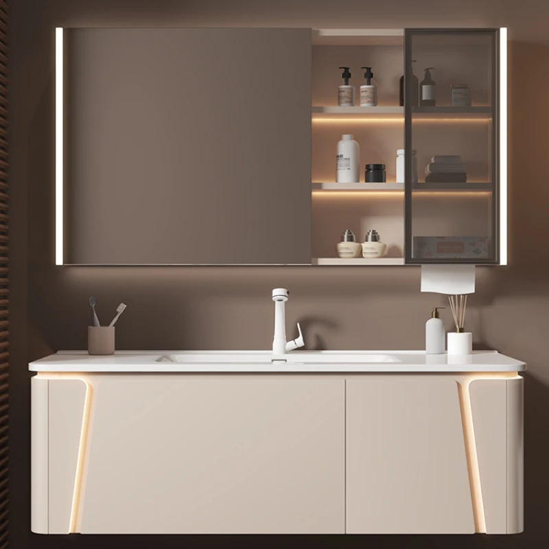 Ceramic Bathroom Cabinet Combination Rounded Integrated Washbasin Face Master Bathroom Cabinets Washbasin Home Furniture YX50BC