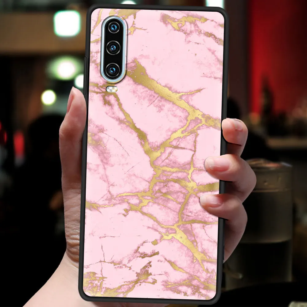 Black Gold Marble Pattern Case For Huawei P50 P40 P30 Lite E P20 Pro Y9 Y7 Y6 2019 P Smart 2021 Z Y6p Y7a Y9s Phone Cover Coque