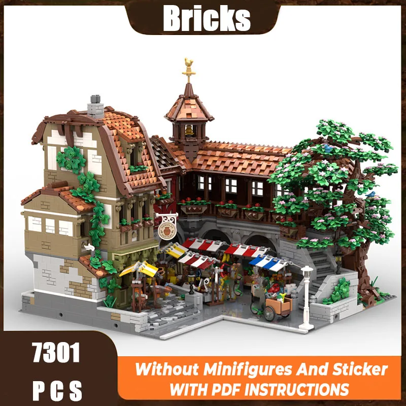 

New MOC Building Blocks Building Models Medieval Agricultural Market Modular Building Blocks Children's Toy Gifts DIYAssemblySet