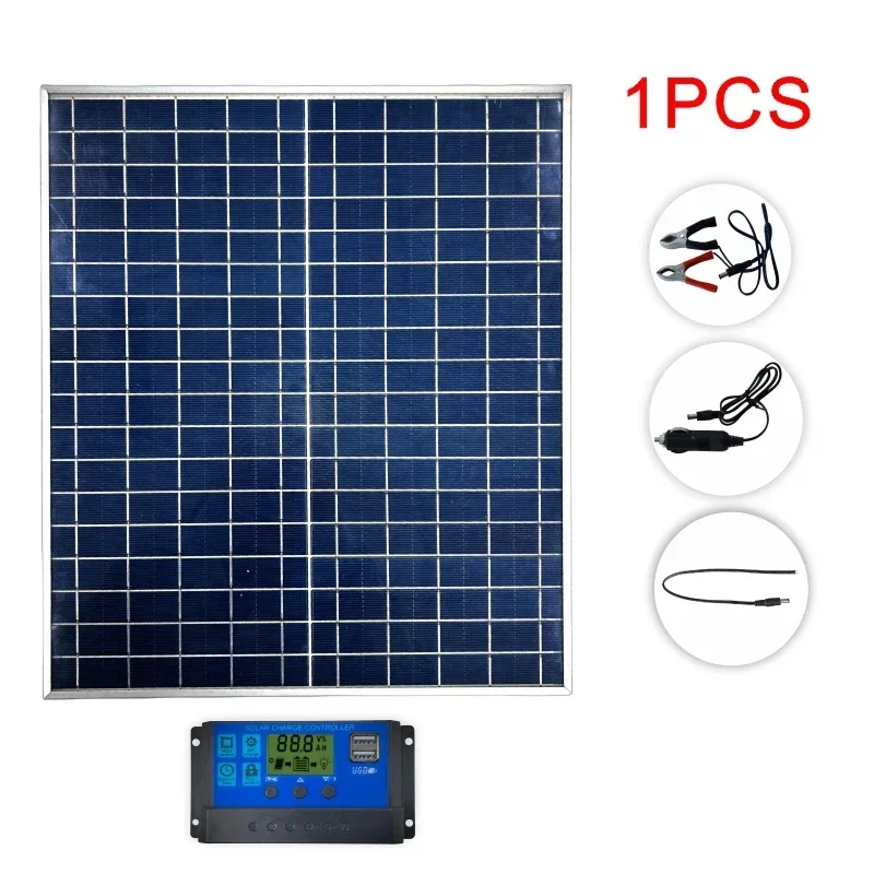 1000W /500WSolar Panel Kit 12V Zonnepaneel 100A Controller USB-poort Draagbare zonne-batterijlader voor buiten kamperen Mobiele RV