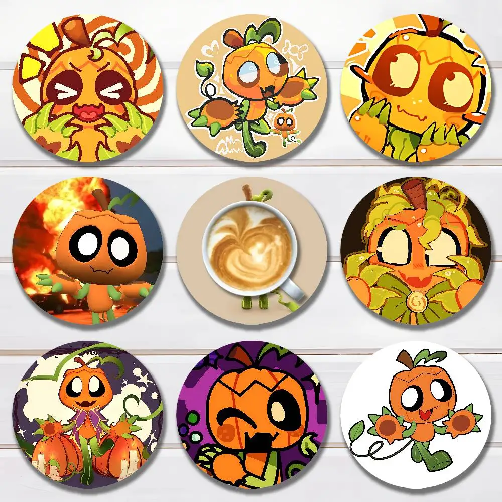 

D-Dandys W-Worlds Gourdy Heat Resistant Round Wooden Coasters Non-slip Drink Cafe Decoration 2D Flat Color Print Coasters