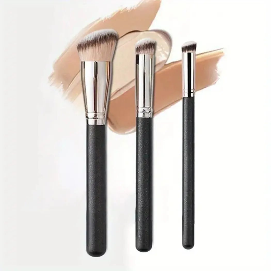 3PCS Makeup Brushes , Under Eye Mini Angled Brush, Nose Contour Brush, Small Foundation Concealer Brushes