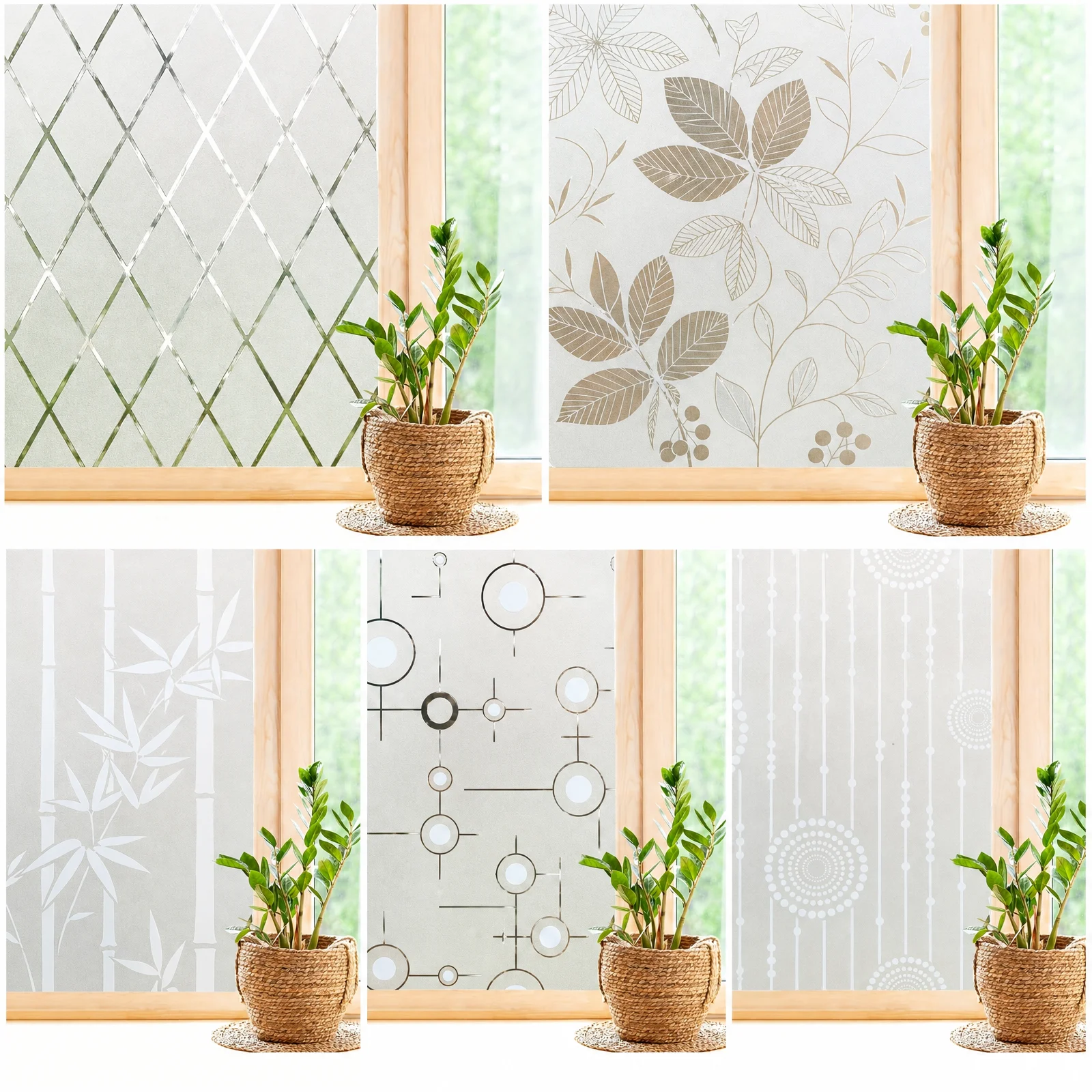 Privacy Window Film Sun Protection UV Block Self Adhesive Frosted Opaque Stained Glass Heat Control for Home Office Glass