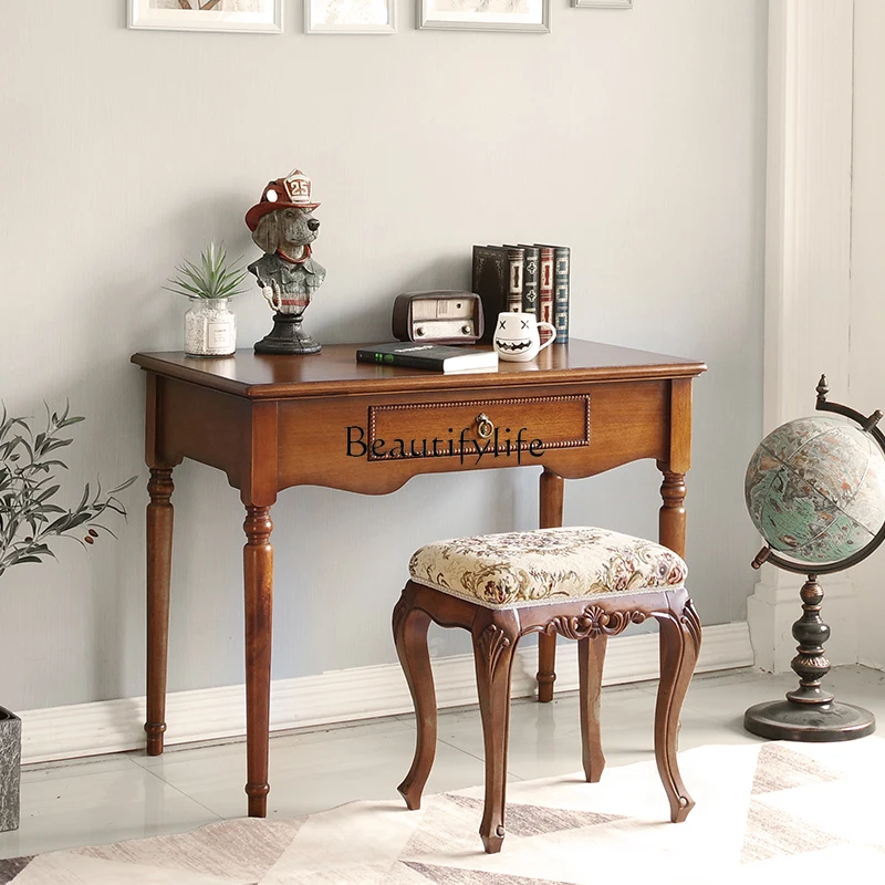 

*Solid wood desk simple European home storage modern