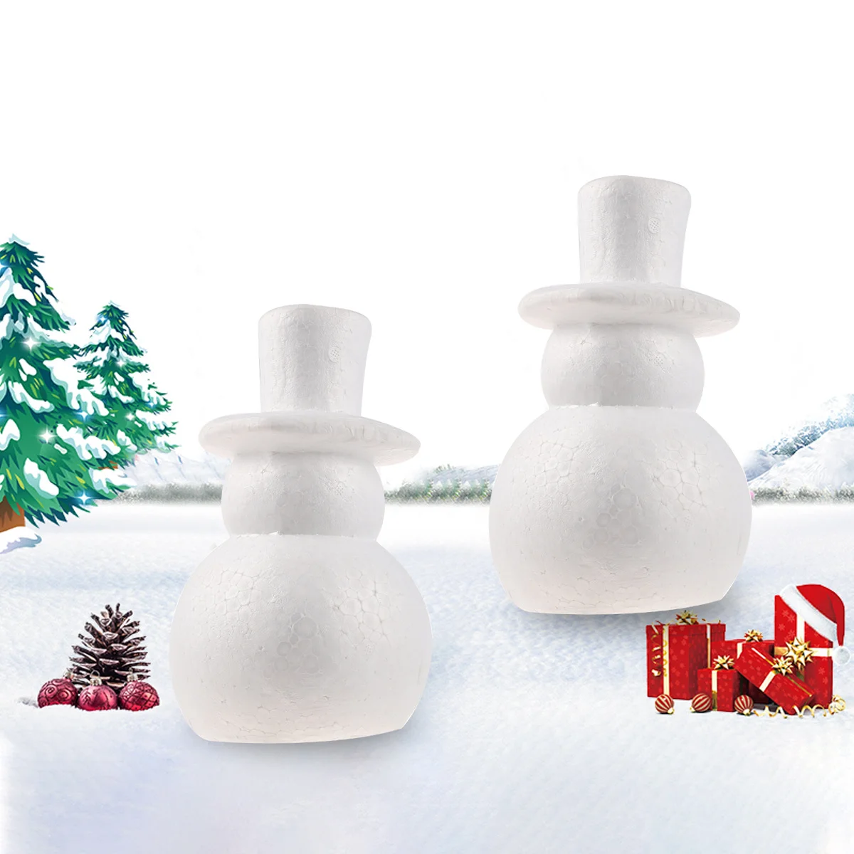 

1Pcs Snowman Decoration Christmas Unfinished DIY Craft 25cm White Creative Home Party Festive Ornament Unfinished Snowman