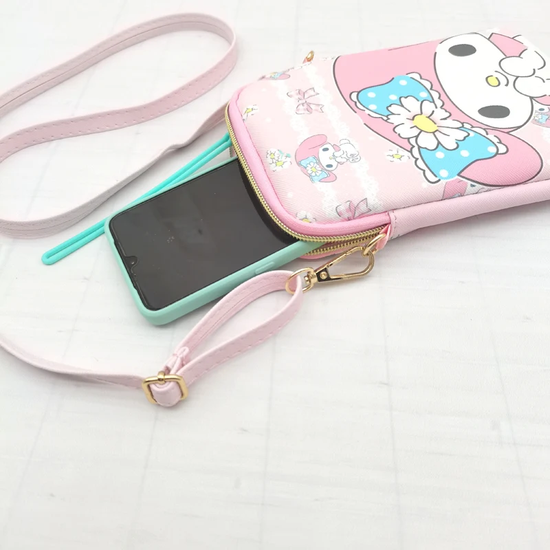 Sanrio Hello Kitty Messenger Bag śliczny Cardcase Cinnamoroll torba Anime moja melodia portfel Kuromi dziecięca portfel Y2K