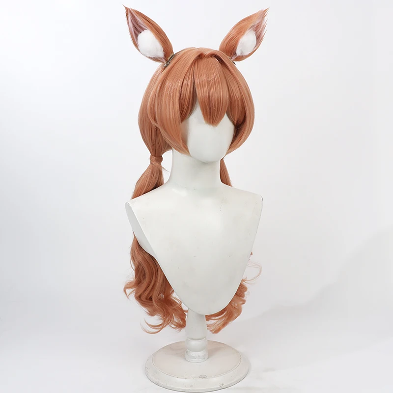 Iochi Mari Cosplay Wig Blue Archive Orange 80cm Wavy Heat Resistant Synthetic Hair Halloween Party Role Play + Free Wig Cap image 3