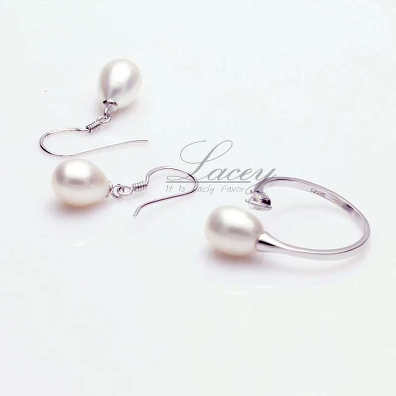 Real Bridal Freshwater Pearl Jewelry Sets Women,White Natural Pearl Necklace Earring Sets 925 Silver Birthday