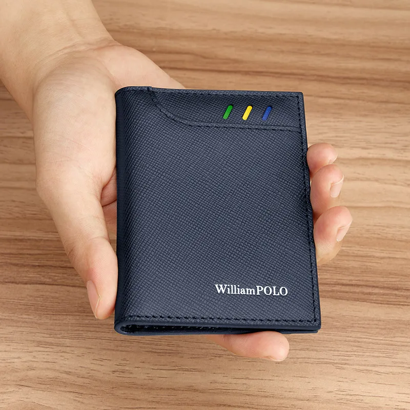 Leather mini card bag, fashionable and ultra-thin men's card holder, personalized small wallet