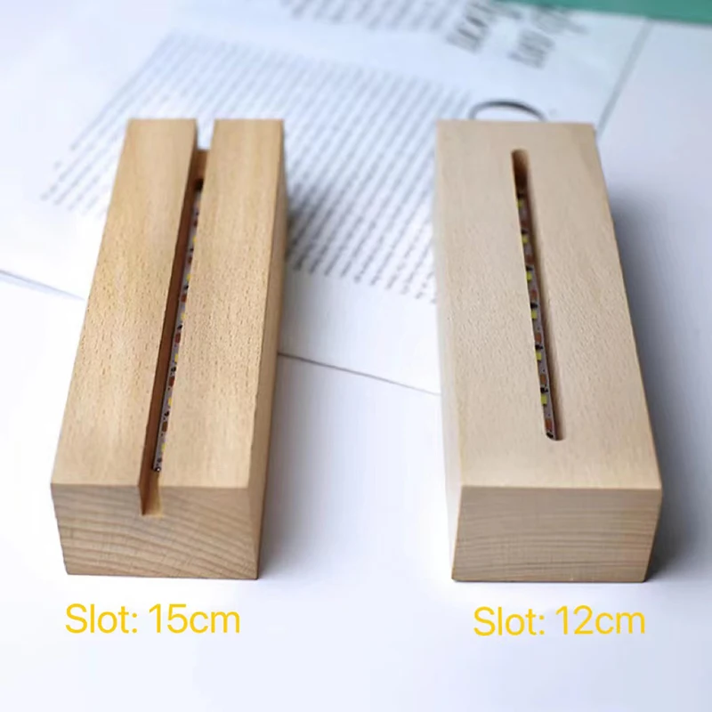 5mm 5.9 Inch Wooden Lamp Base AAA Battery Powered Warm White Light Wood Acrylic Led Display Stand DIY Lighting Accessories