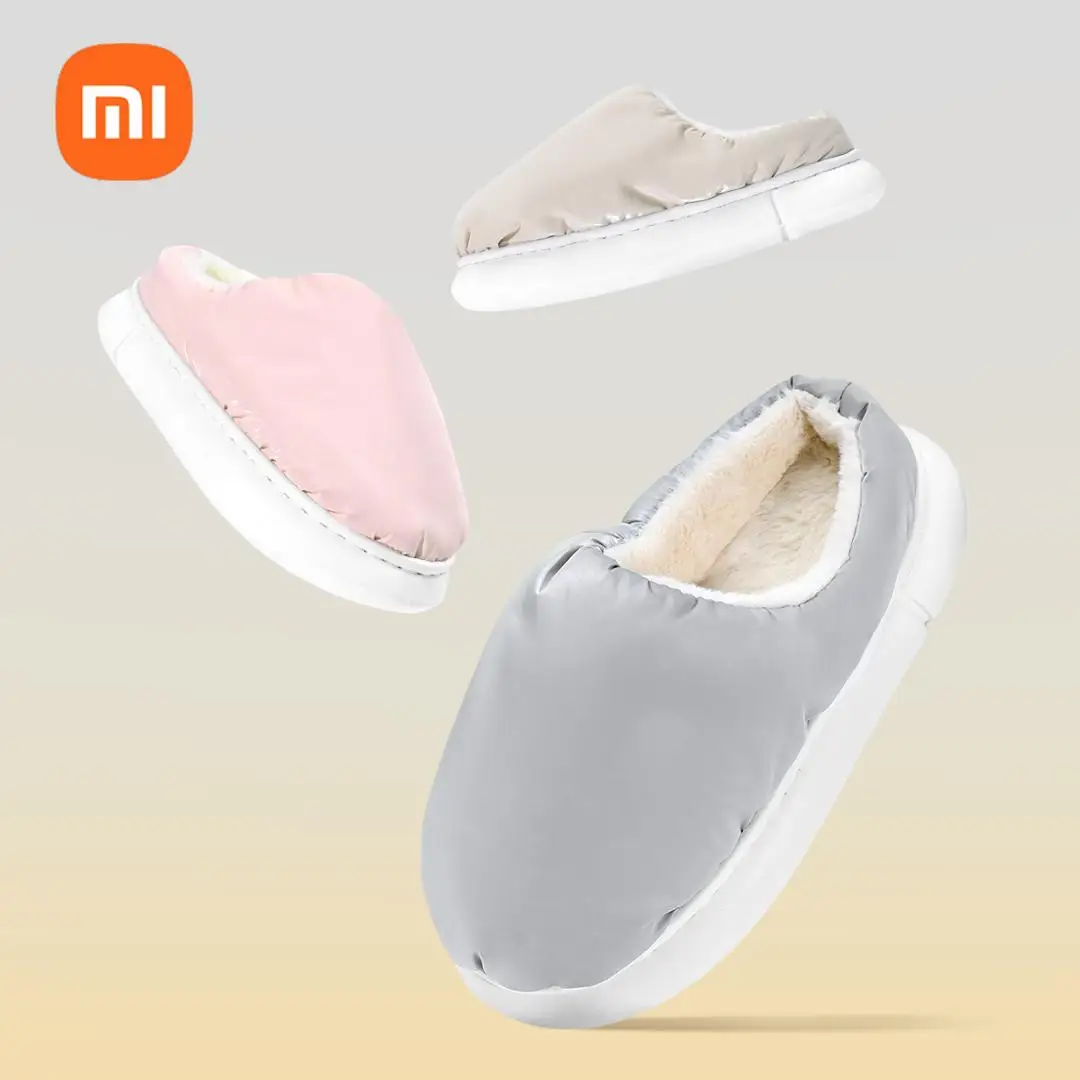 xiaomi mijia warm thick bottom plus fluff slippers female elastic thick bottom, easy to clean the upper winter cotton drag