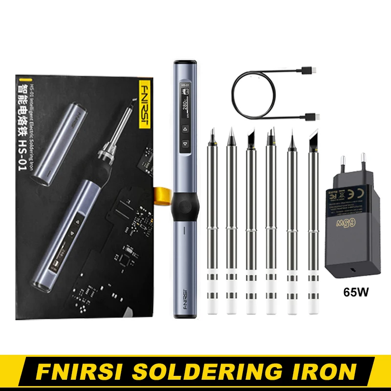 Original FNIRSI HS01 Soldering Iron TYPE-C Interface Power Supply Digital Display Adjustable Fast Heating Portable Solder Tool