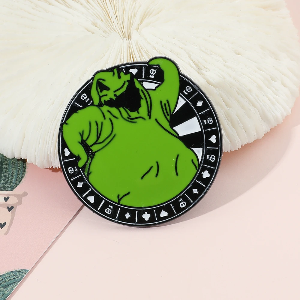 Disney The Nightmare Before Christmas Brooch Fashion Jewelry Green Oogie Boogie Man Badge Pin Clothing Backpack Pin Accessories