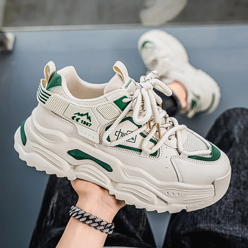 

Мужская обувь, модная повседневная обувь на мягкой подошве со шнуровкой, спортивная обувь для бега на толстой подошве, удобная нескользящая легкая мужская обувь
