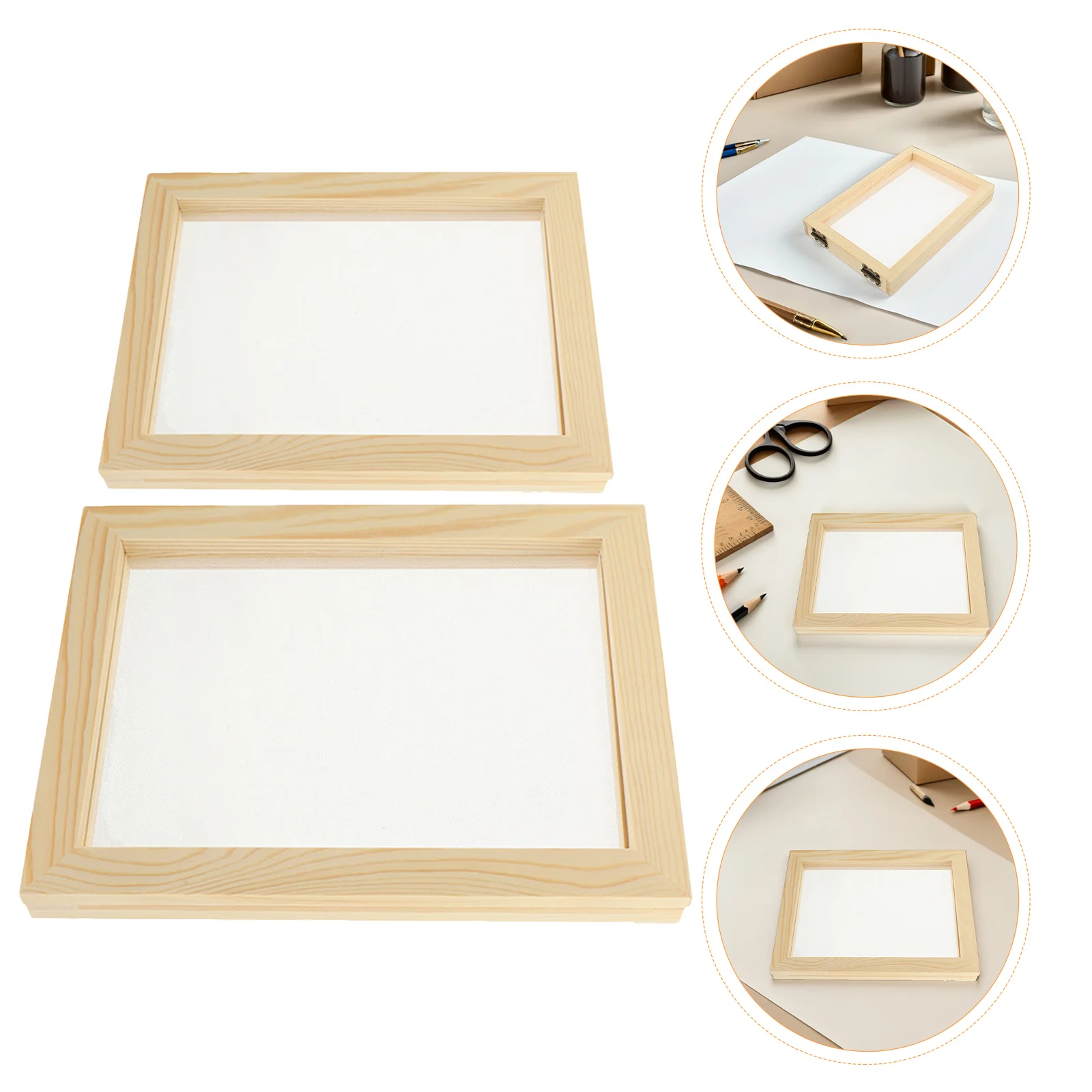 

4Pcs DIY Papermaking Frame with Mesh Natural Wood Deckle Mold for Handmade Decorative Paper Crafting Natural Wood Frames