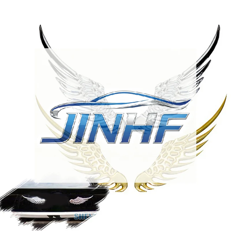 

1pair Car Auto Motorcycle Body Sticker 3D Eagle Angel Wings Fashion Gold Silver Aluminum Stickers Auto Exterior Decoration