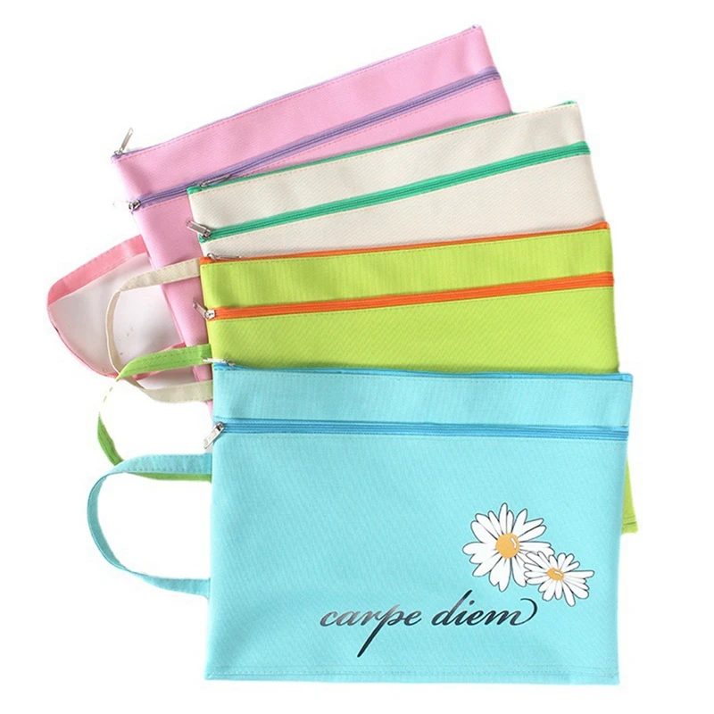 

4Pcs Double-Layer A4 File Bag Stationery Storage File Pouch For Students School Office Supplies