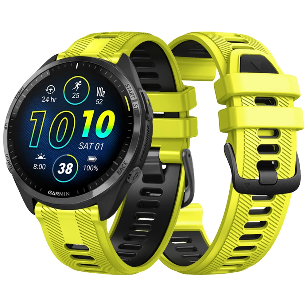 투톤 스포츠 실리콘 스트랩, Garmin Forerunner 965 955 솔라 945, LTE 935 745, 22mm 시계 밴드 팔찌, 로고 버클