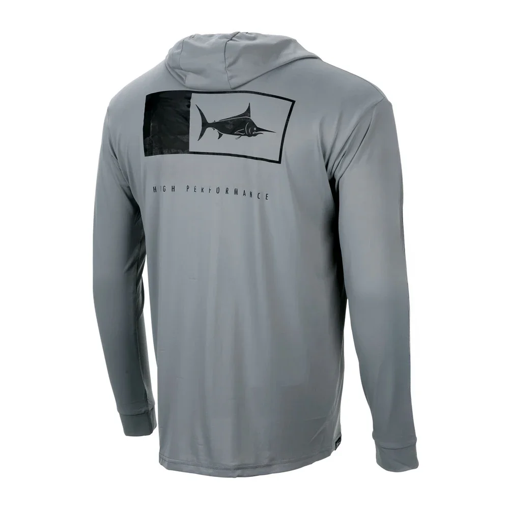 Fishing Apparel Summer Outdoor Men Long Sleeve T Shirt Fish Shirt Sun Protection Breathable Hooded Angling Clothing