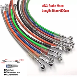 10cm-500cm Motorbike Braided Oil Hoses Line Tube Pipe Motorcycle Universal Racing Hydraulic Brake Hose 10mm Banjo 28 degre