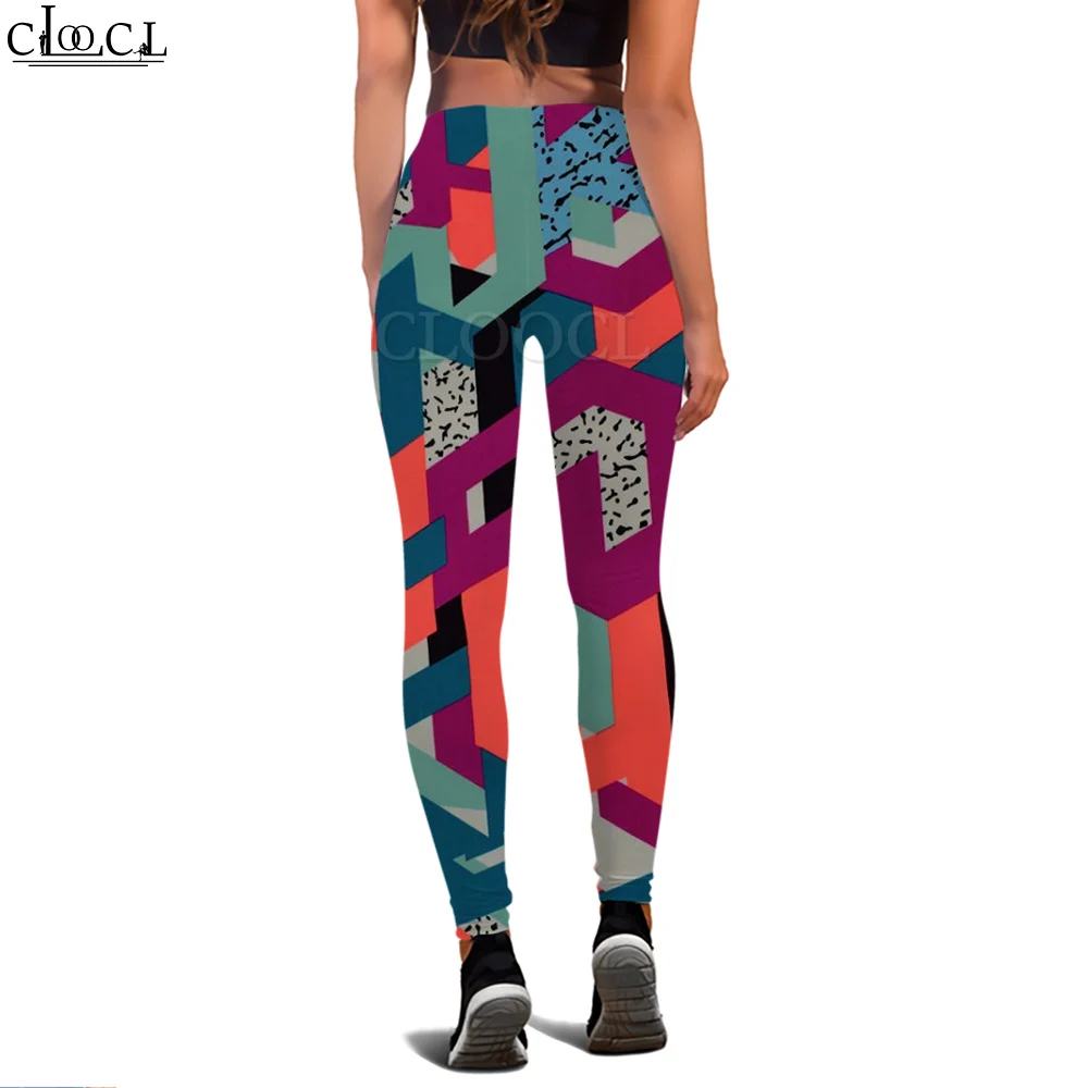 CLOOCL – Legging Harajuku pour femmes, pantalon de gymnastique extensible, populaire, abstrait, graphique labyrinthe, pour l'entraînement