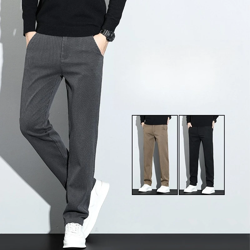High Quality Spring Summer Soft Lyocell Fabric Men's Casual Pants Elastic Wrinkle-free Breathe Loose Straight Trousers