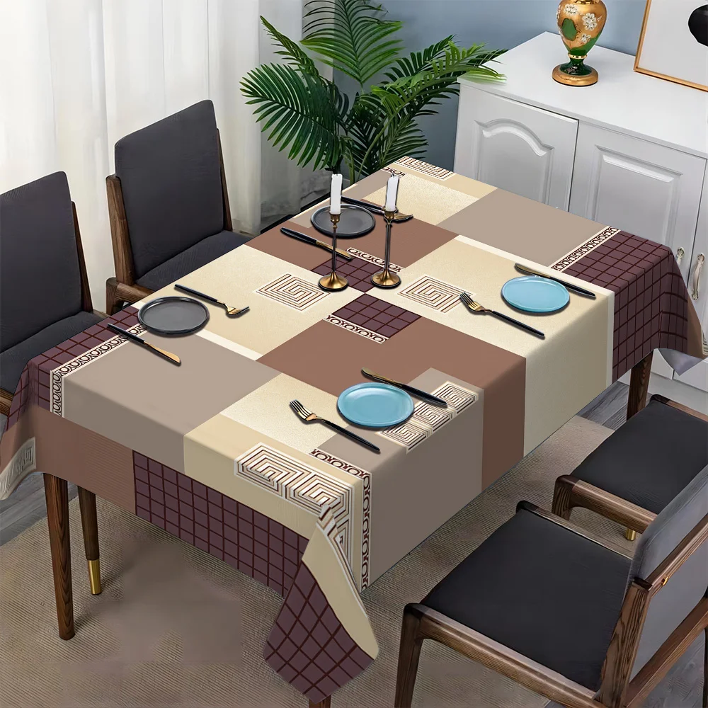 JIT-1pc High-grade Splicing Patterned Tablecloth with Simple European Style Pattern - Square Tablecloth.PMJ