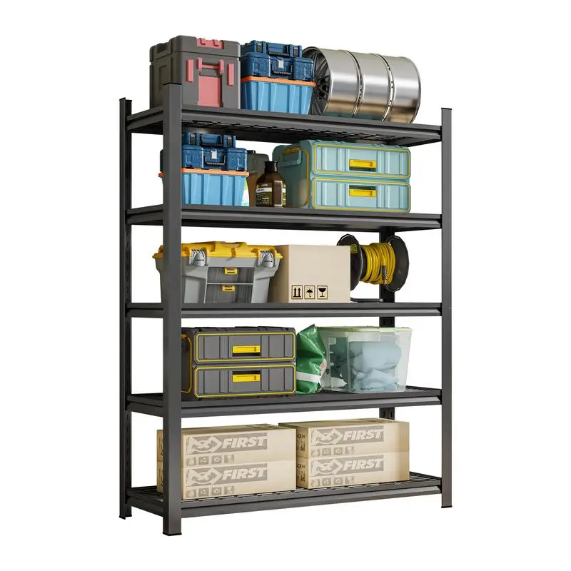 

Adjustable Metal 5-Story Garage Shelf, Holds 2500 lbs, Black, Requires Assembly, Dimensions: 71.2"H x 47.24"L x 23.62"D