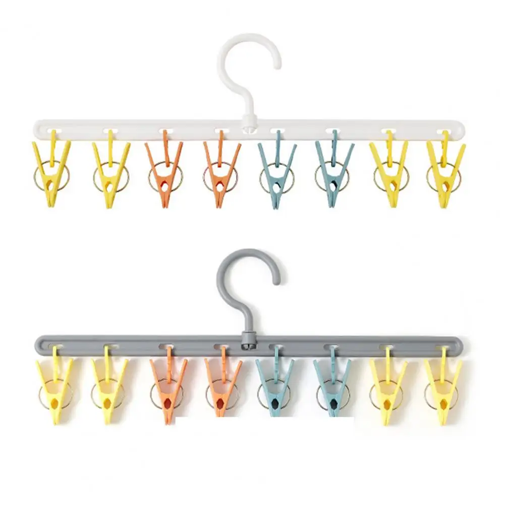 Hat Hanger Organizer 360 Degree Rotation Coat Hanger with 8 Clips for Underpants Towels Socks Wardrobe