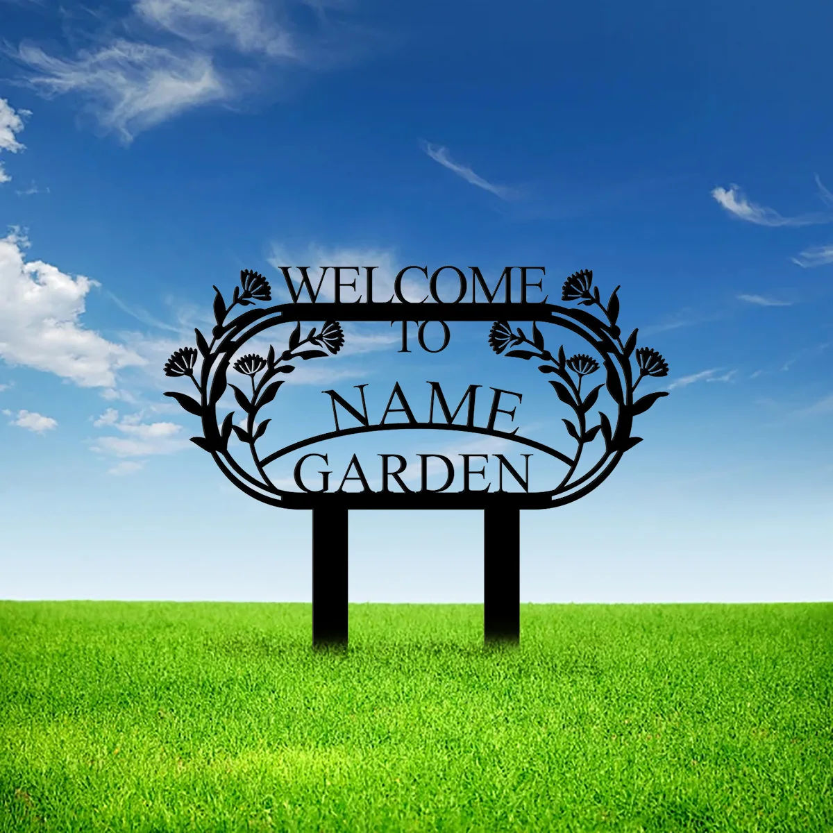 

Custom Garden Welcome Metal Sign with Stakes, Garden Stake Sign Personalized, Sign for Flower Beds Garden Metal Sign