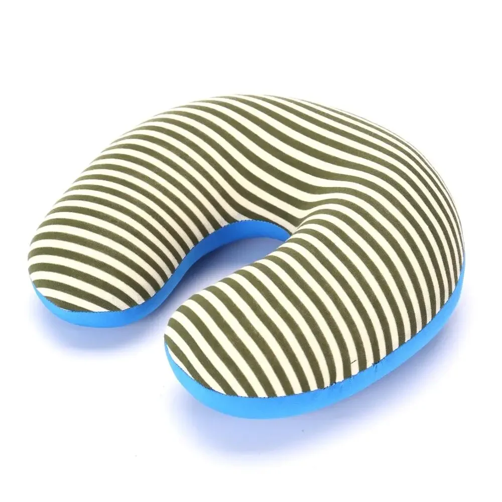 Hoiime U-shaped Pillow New Stripe Printing Travel Neck Pillow Filling Microbead Foam Particle For Airplane Office Siesta