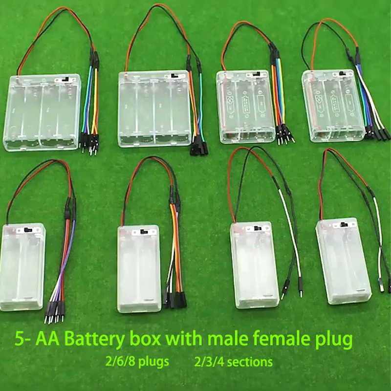 

DIY Circuit Power Diverse Wires Battery Holders for 5 - AA Batteries for Maker Projects STEM Education Electronic Experimen