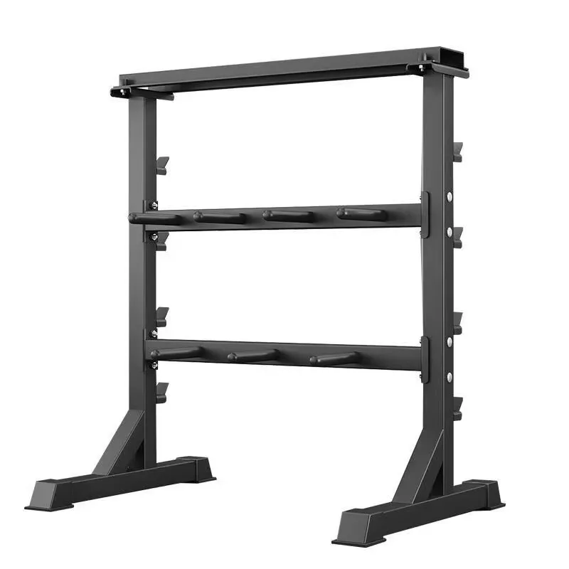 Steel Dumbbell And Barbell Storage Rack With Workout Bench Support Efficient Equipment Organization For Gym And Home Fitness