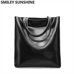 Winter Genuine Leather Women Shoulder Bags Big Ladies Handbags Luxury Brand Black Vintage Female Bags Large Hand Bags for Women