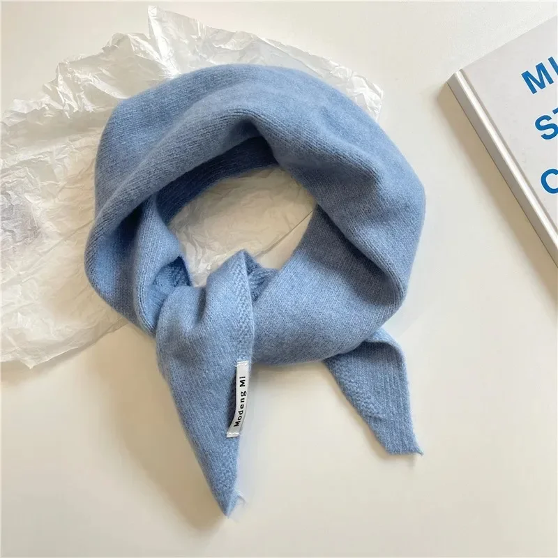 Koreanischer Streifen-Dreiecksschal aus 100 % Wolle, dreieckiger Schal für Männer und Frauen, britisches Nischen-Kopftuch, gestrickt, multifunktionaler warmer Schal – Detail 27