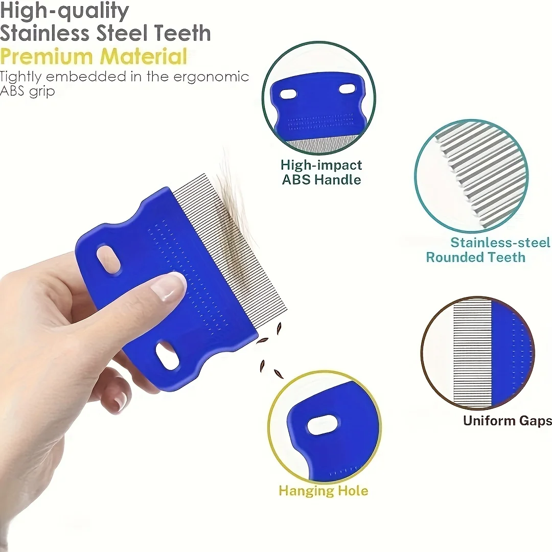 حزمة من 4 أمشاط للبرغو والقمل، مشط من الفولاذ المقاوم للصدأ على شكل أرنب للكلاب والقطط مع أسنان مستديرة، تمزق احترافي للحيوانات الأليفة على الوجهين #3